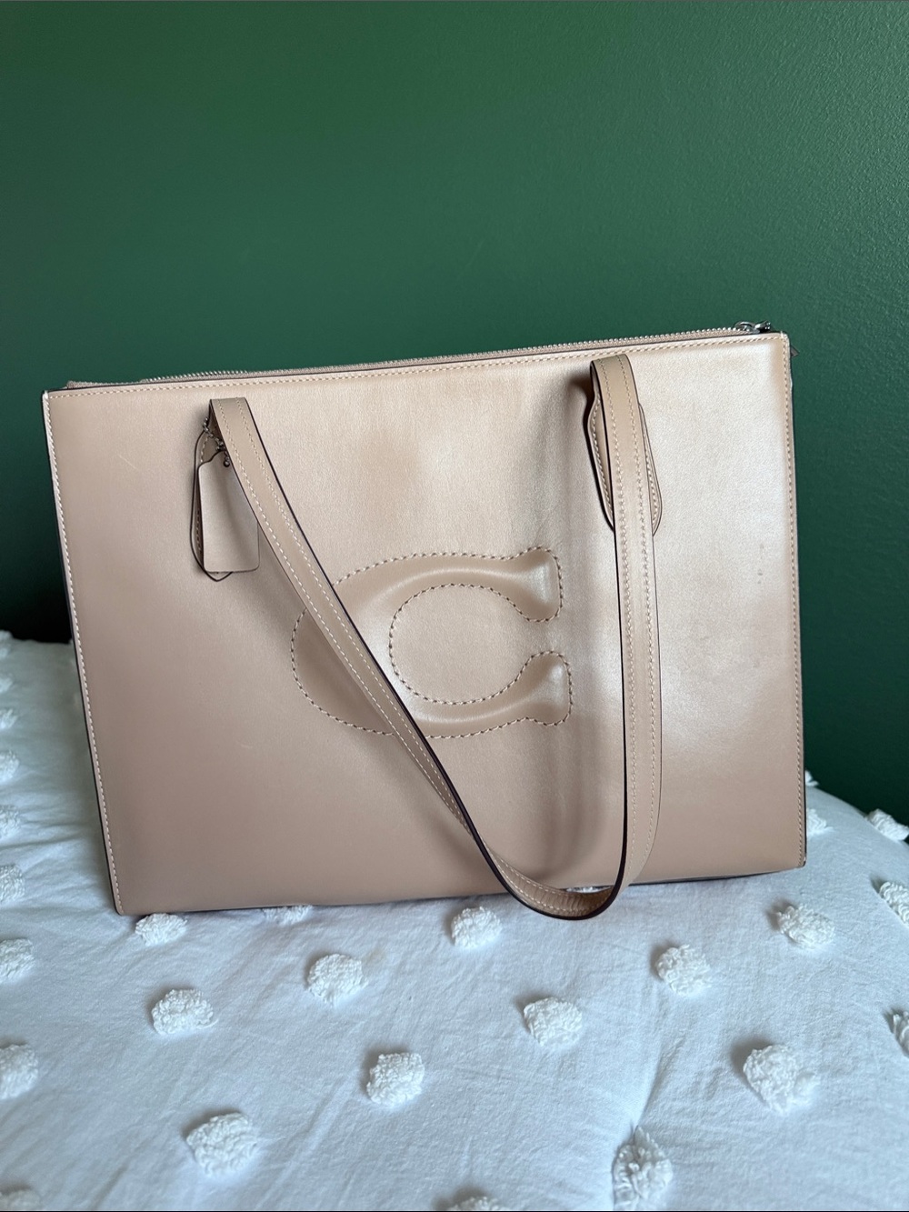 Coach Leather Tote in Nude Beige